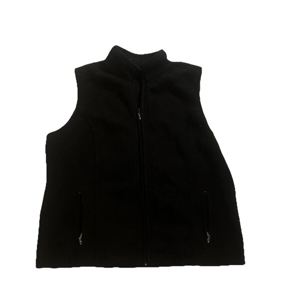 Karen Scott Sport Women’s Large Black Full Zip Fleece Pockets Vest Jacket - Picture 1 of 3